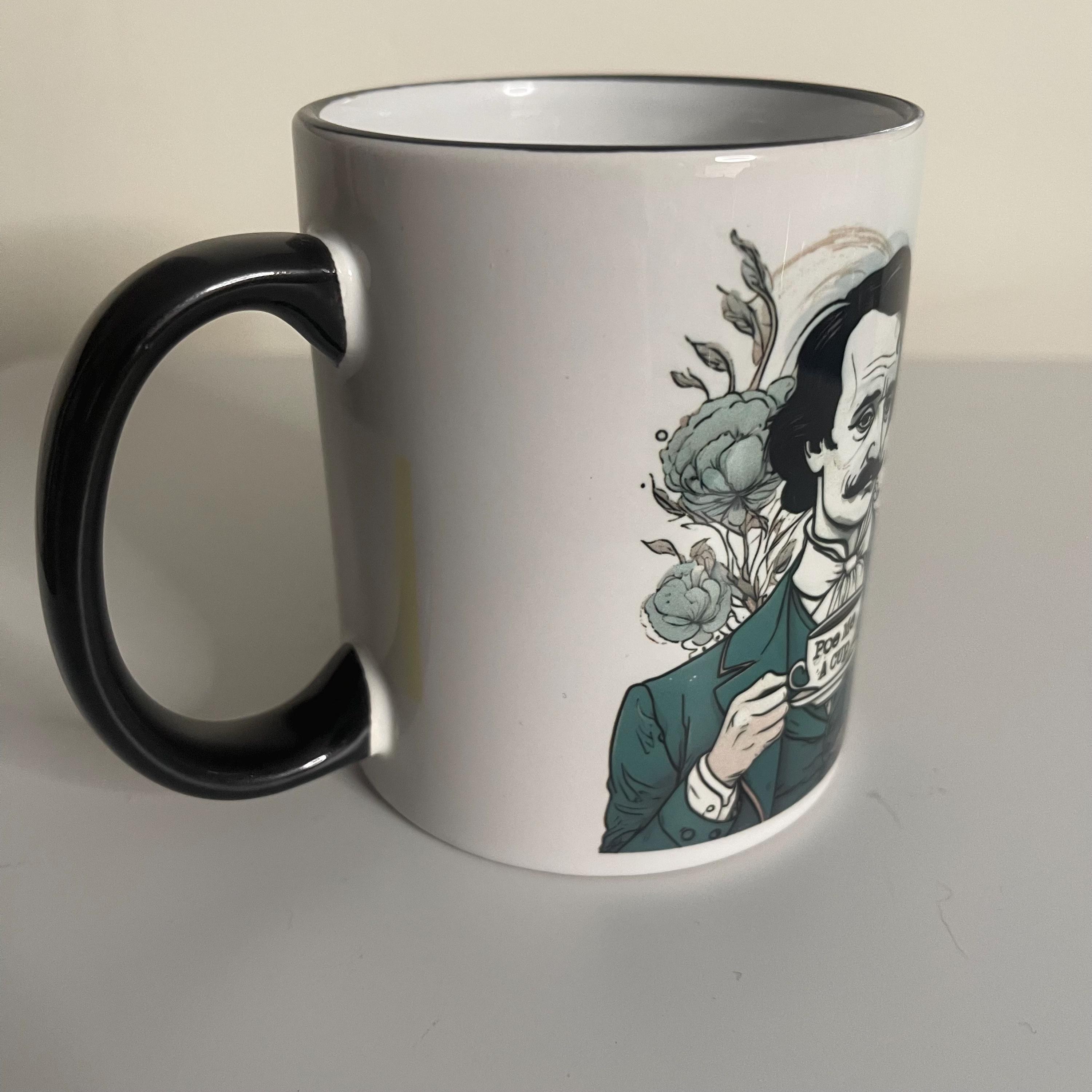 Edgar Allen Poe Raven 11oz dark humor coffee mug, view 2