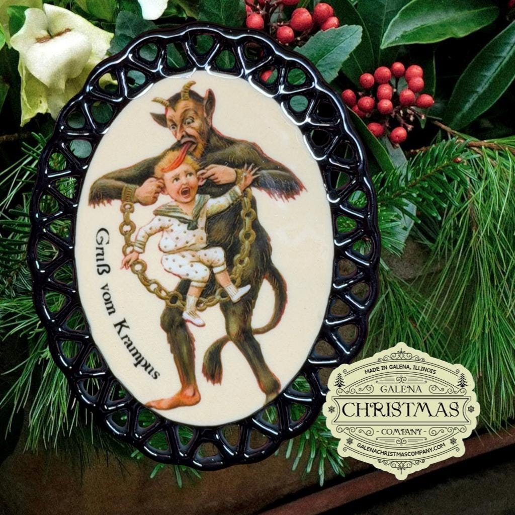 Krampus / gruß vom Krampus Holiday Ornament Black Oval Double-Sided 23-30, view 1