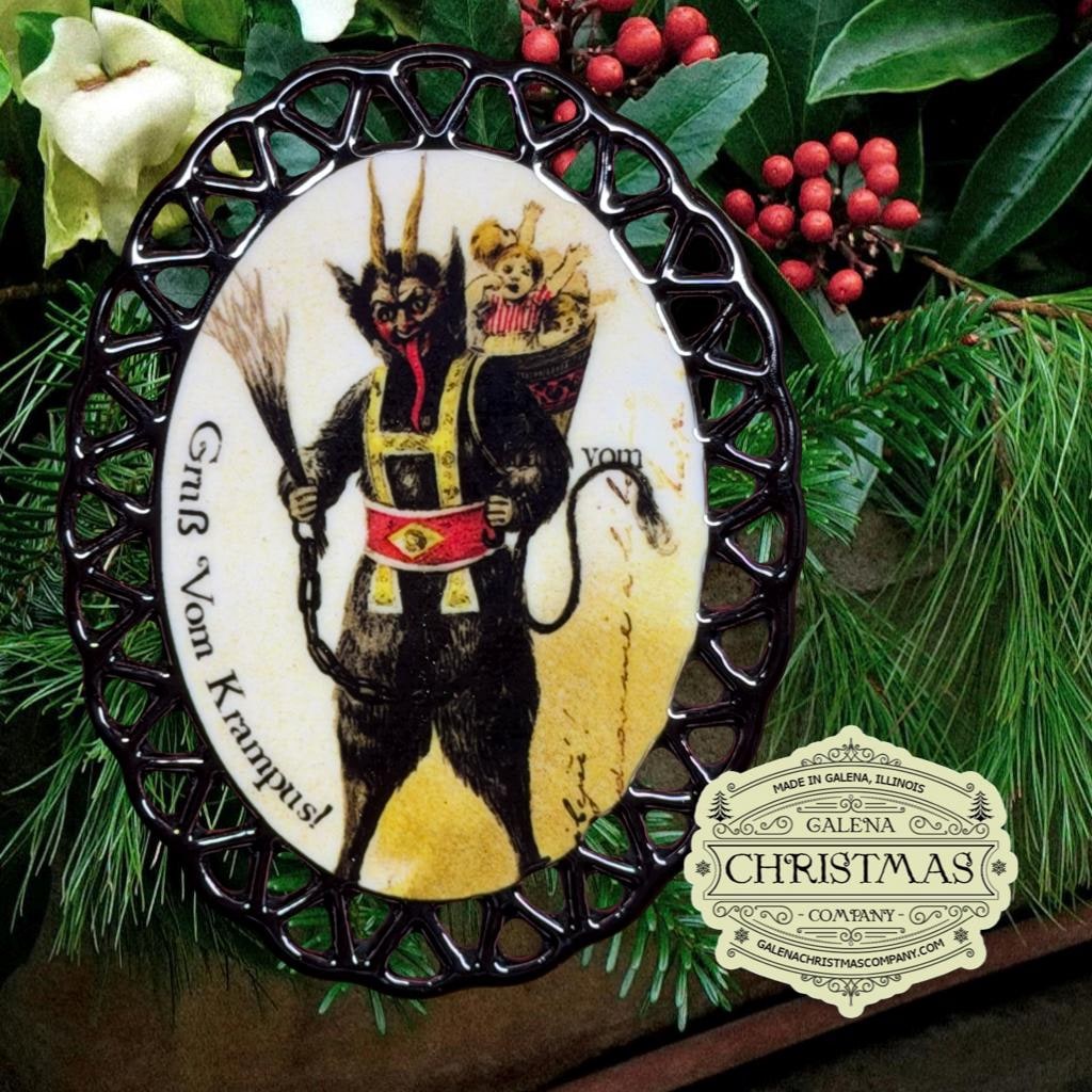 Krampus / gruß vom Krampus Holiday Ornament Black Oval Double-Sided 23-31, view 1