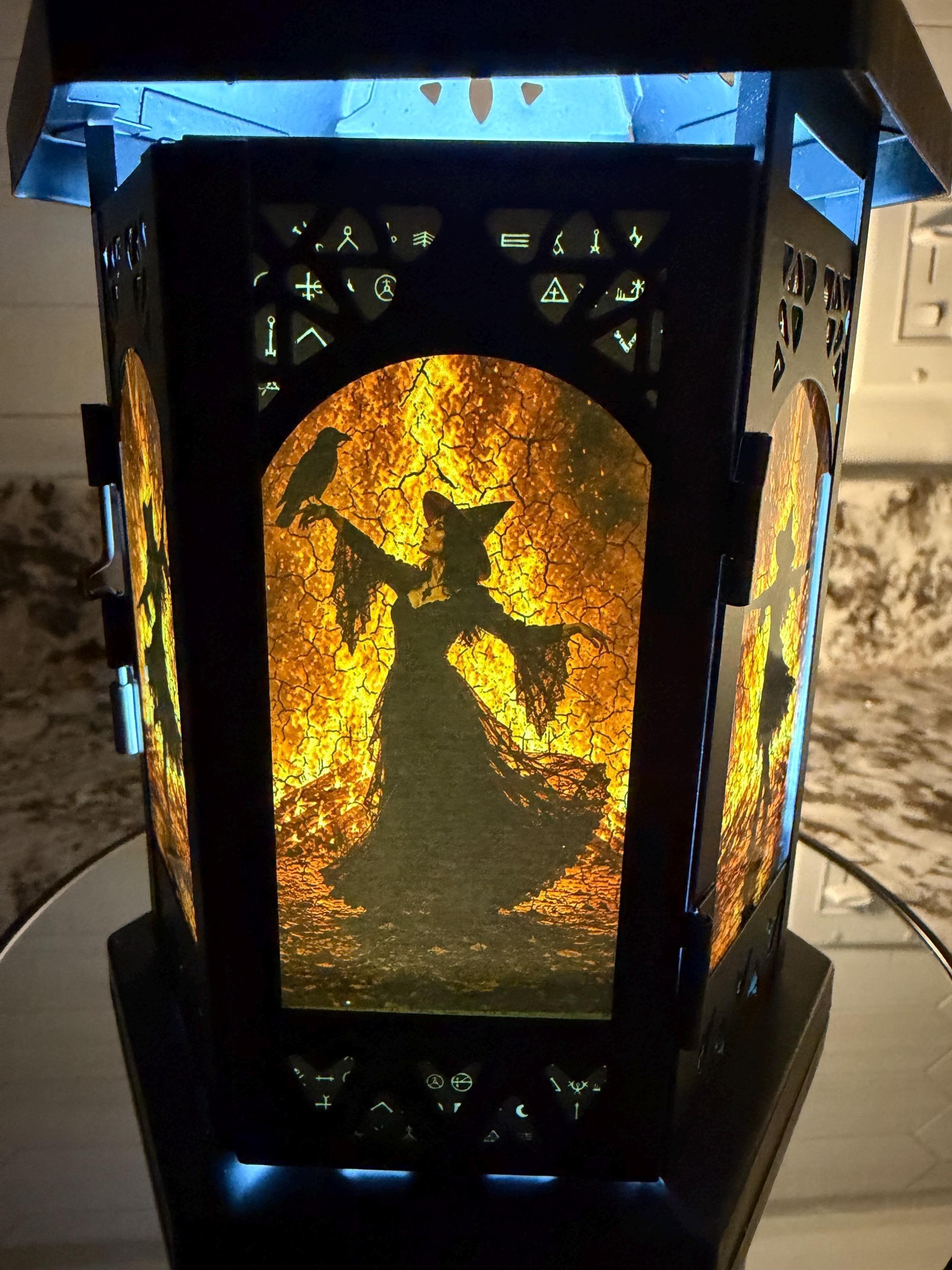 Witches Dance Metal / Glass 11 inch LED Accent Lantern WD20261, view 6
