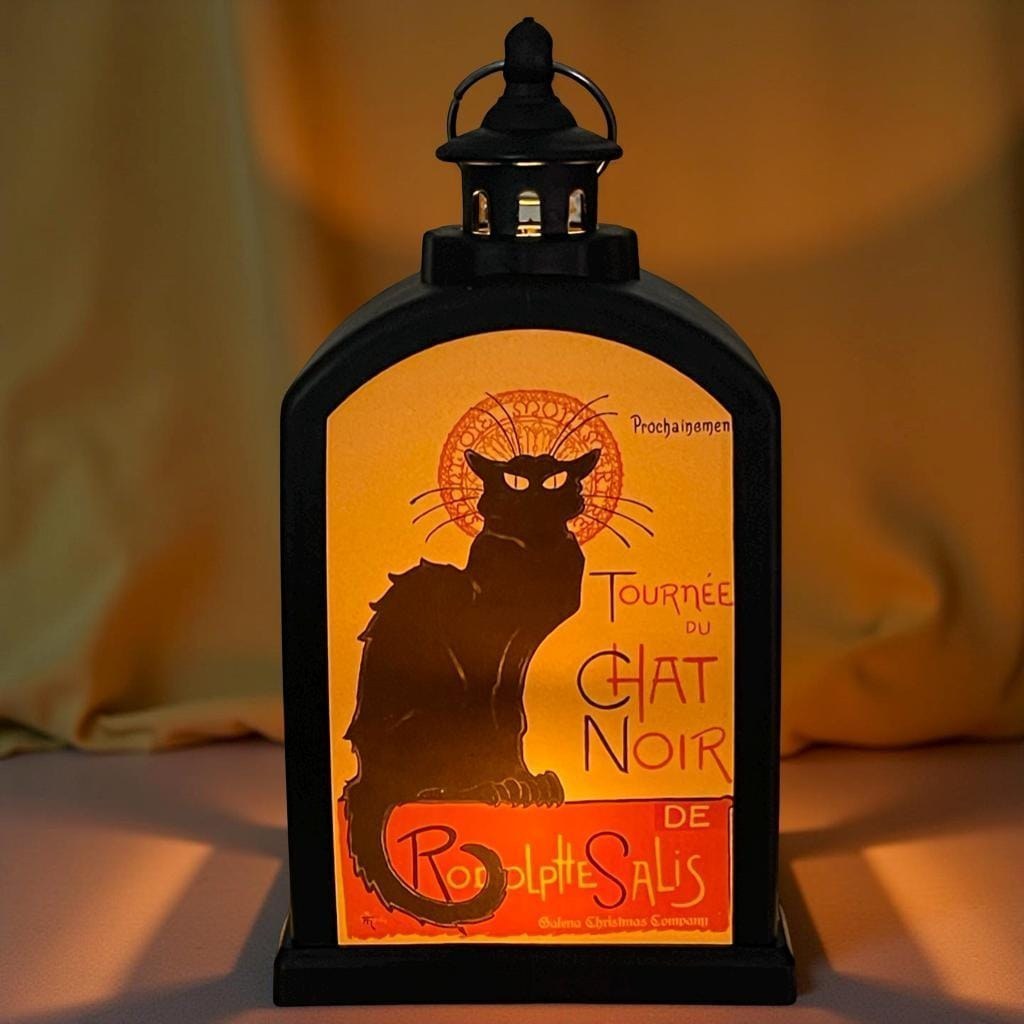 Le Chat Noir Lantern: Vintage Parisian Cabaret LED Light, view 3