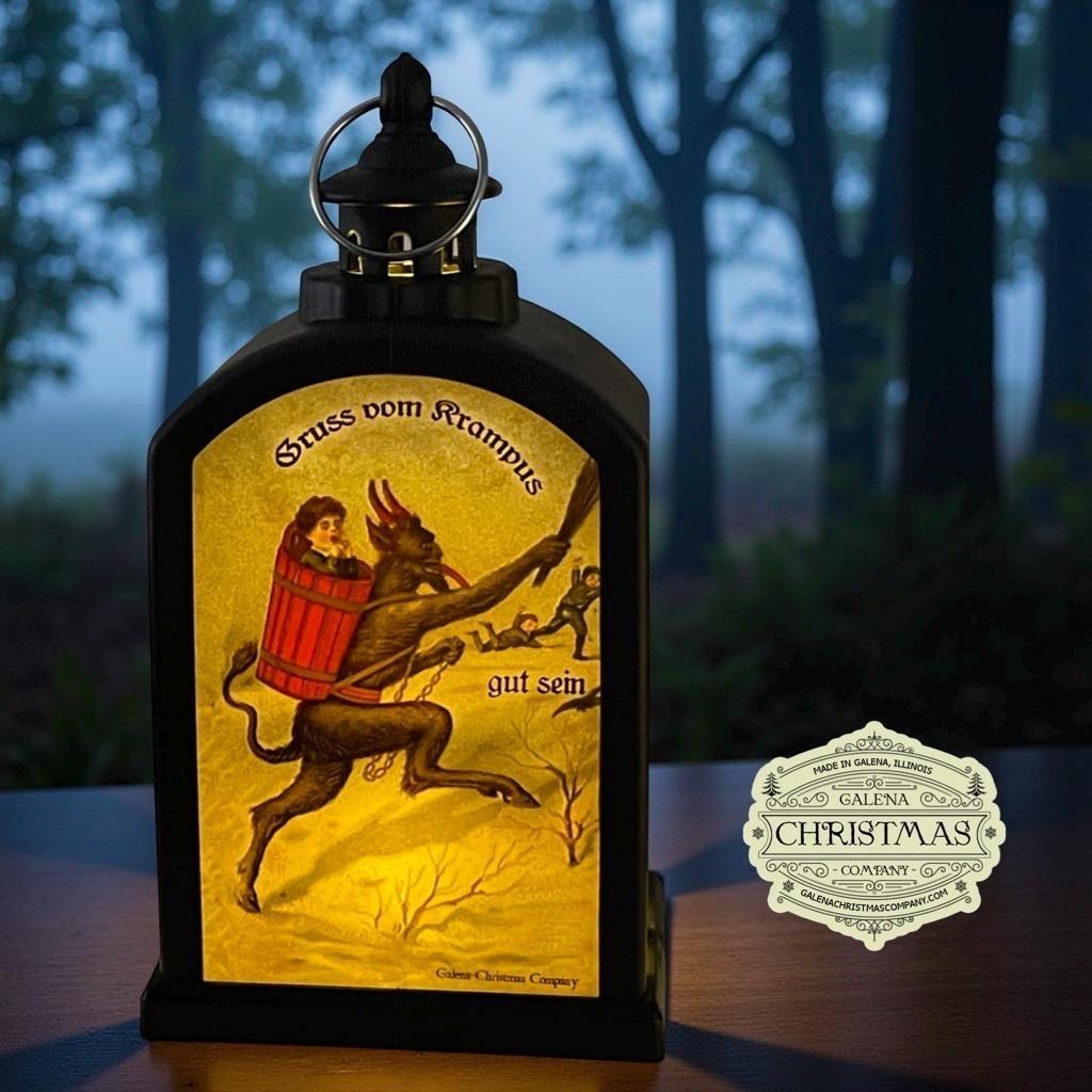 Krampus & St. Nicholas Lantern: Double-Sided LED Holiday Accent Lamp, view 3