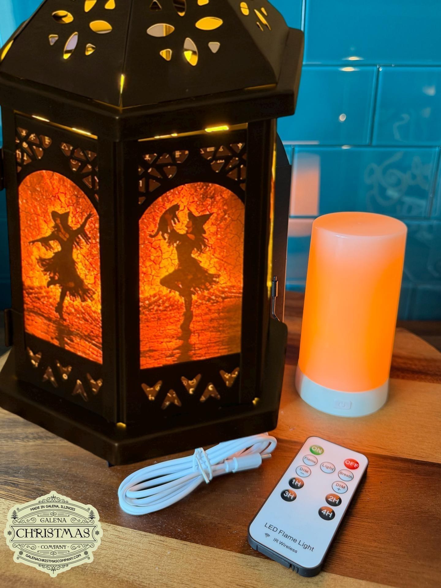 Witches Dance Metal / Glass 11 inch LED Accent Lantern WD20261, view 8