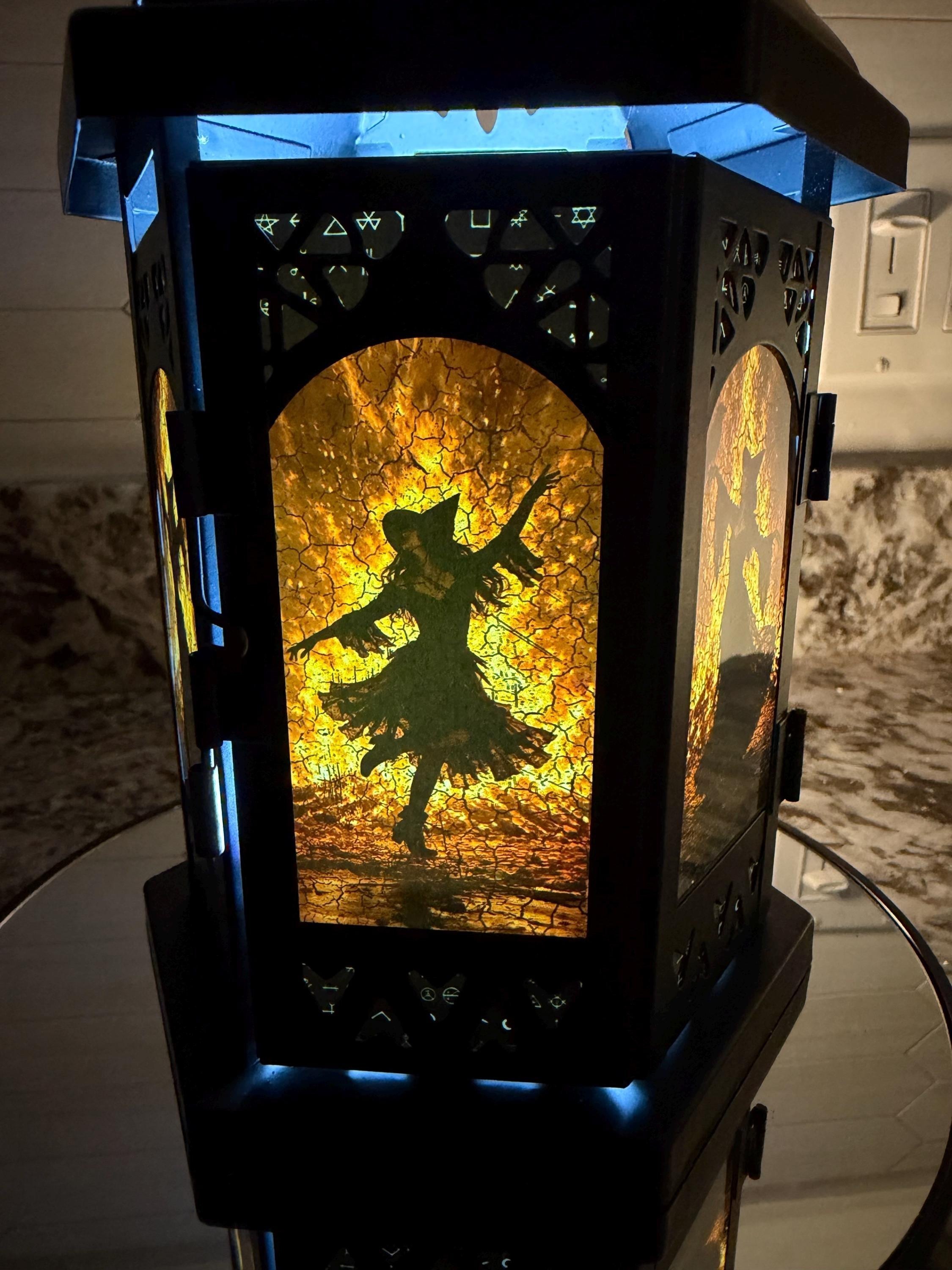 Witches Dance Metal / Glass 11 inch LED Accent Lantern WD20261, view 5