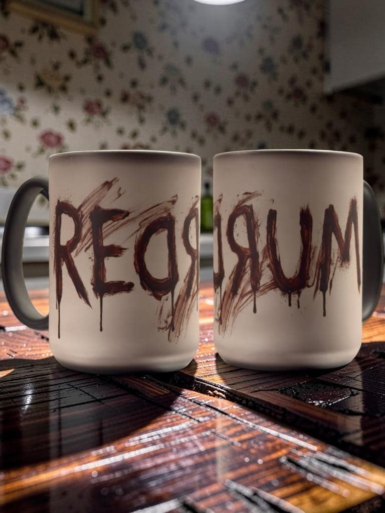 MAGIC REVEAL REDRUM bloody Murder 15oz dark humor horror coffee mug
