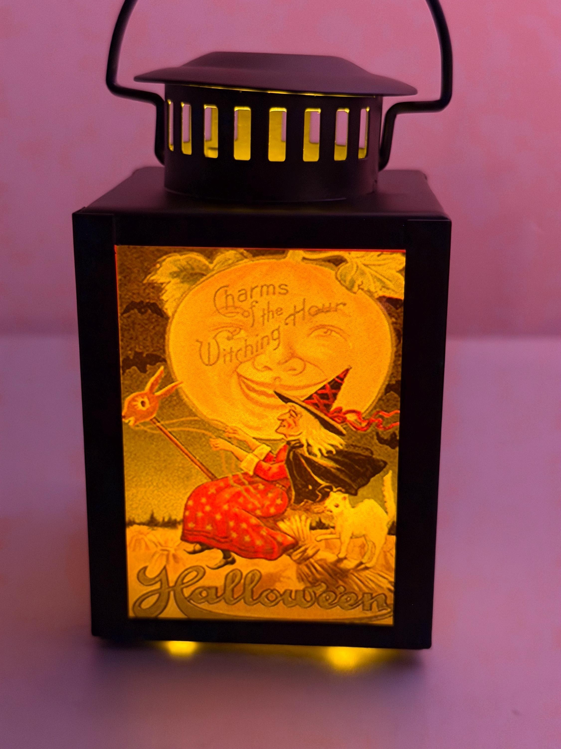 Vintage Style Merry Halloween Lantern Witch LED Holiday Accent Lamp 4-inch / HALW/0126, view 6