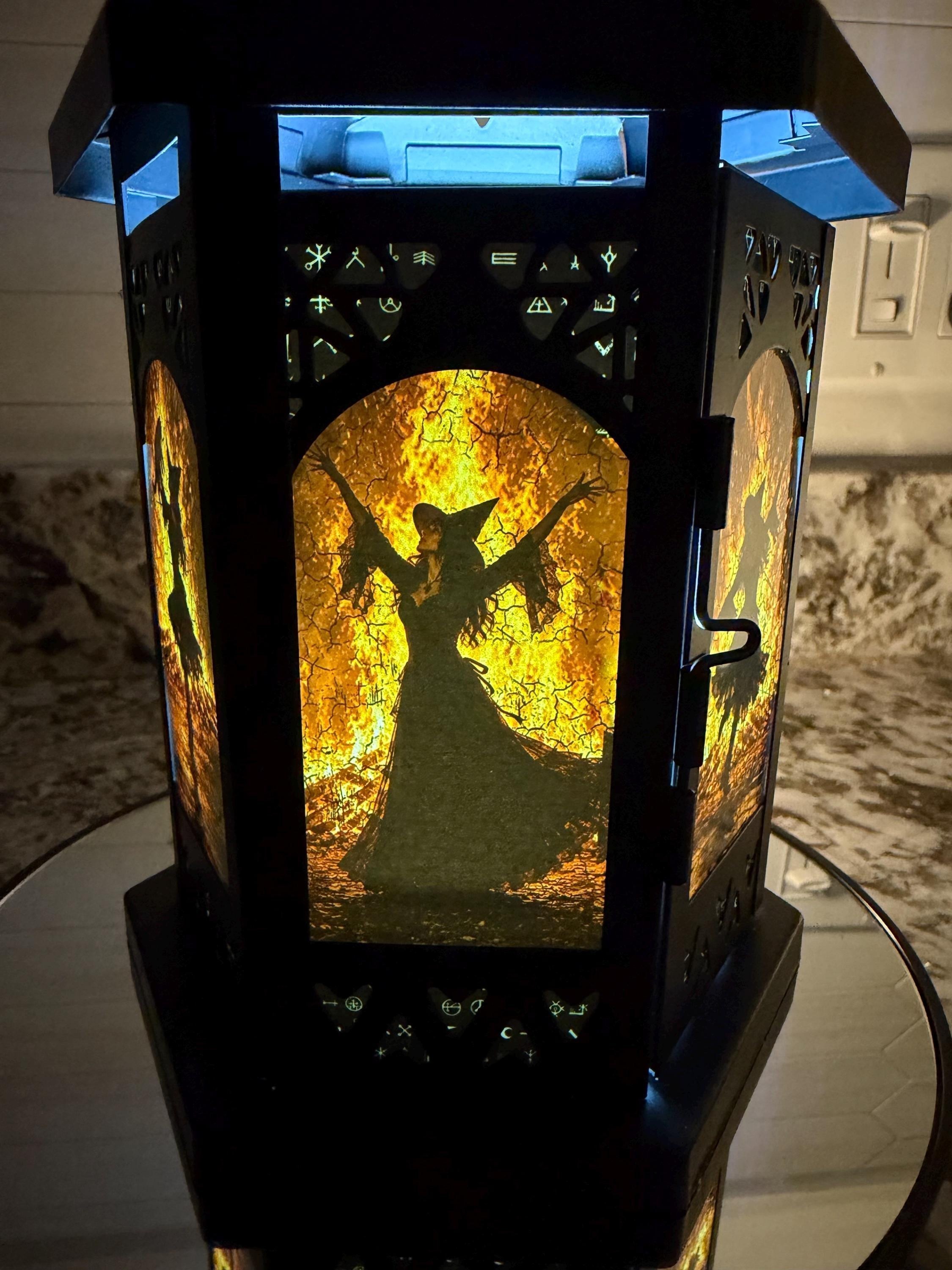 Witches Dance Metal / Glass 11 inch LED Accent Lantern WD20261, view 4