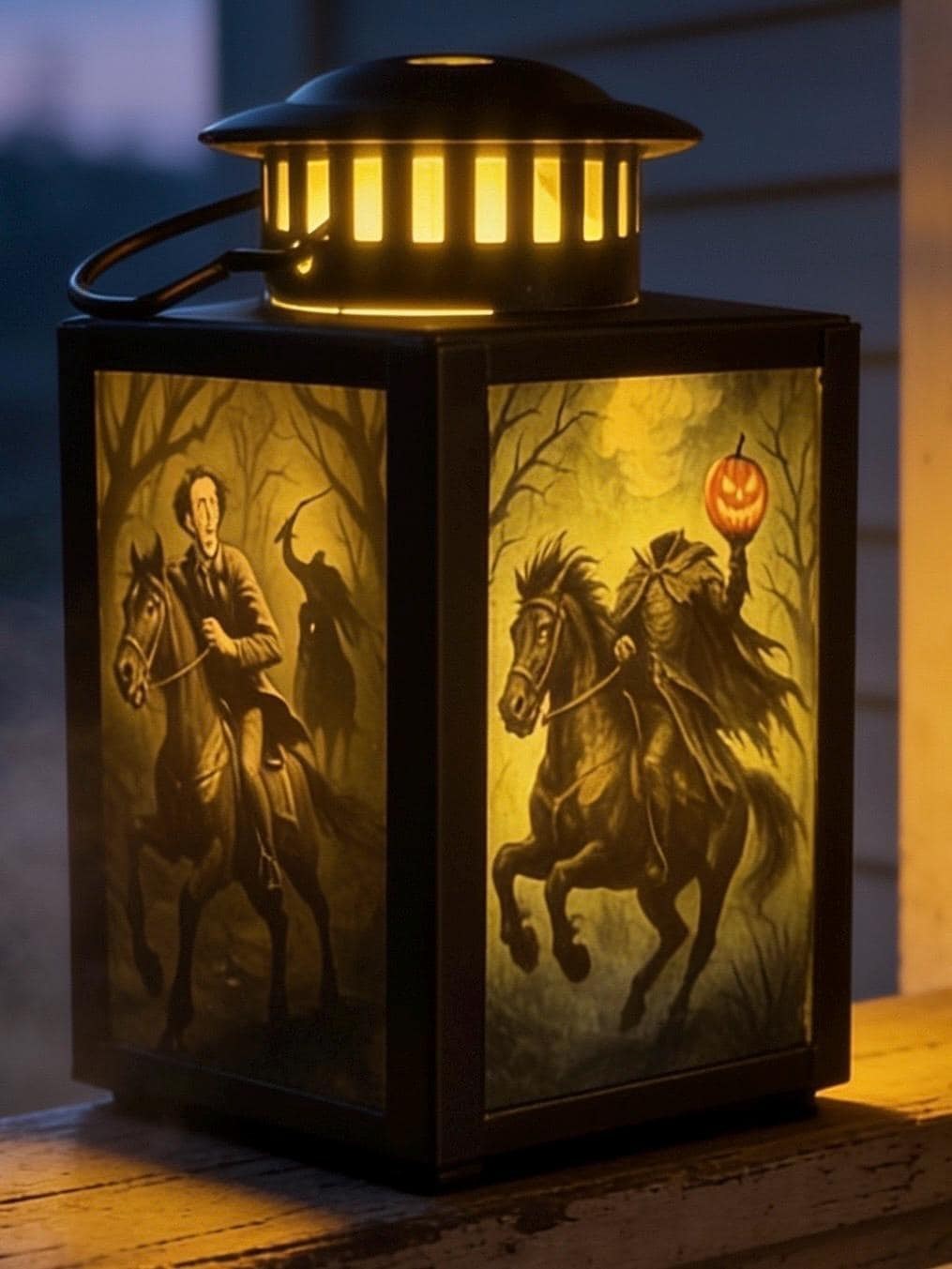 Sleepy Hollow LED Lantern: Headless Horseman & Ichabod Crane