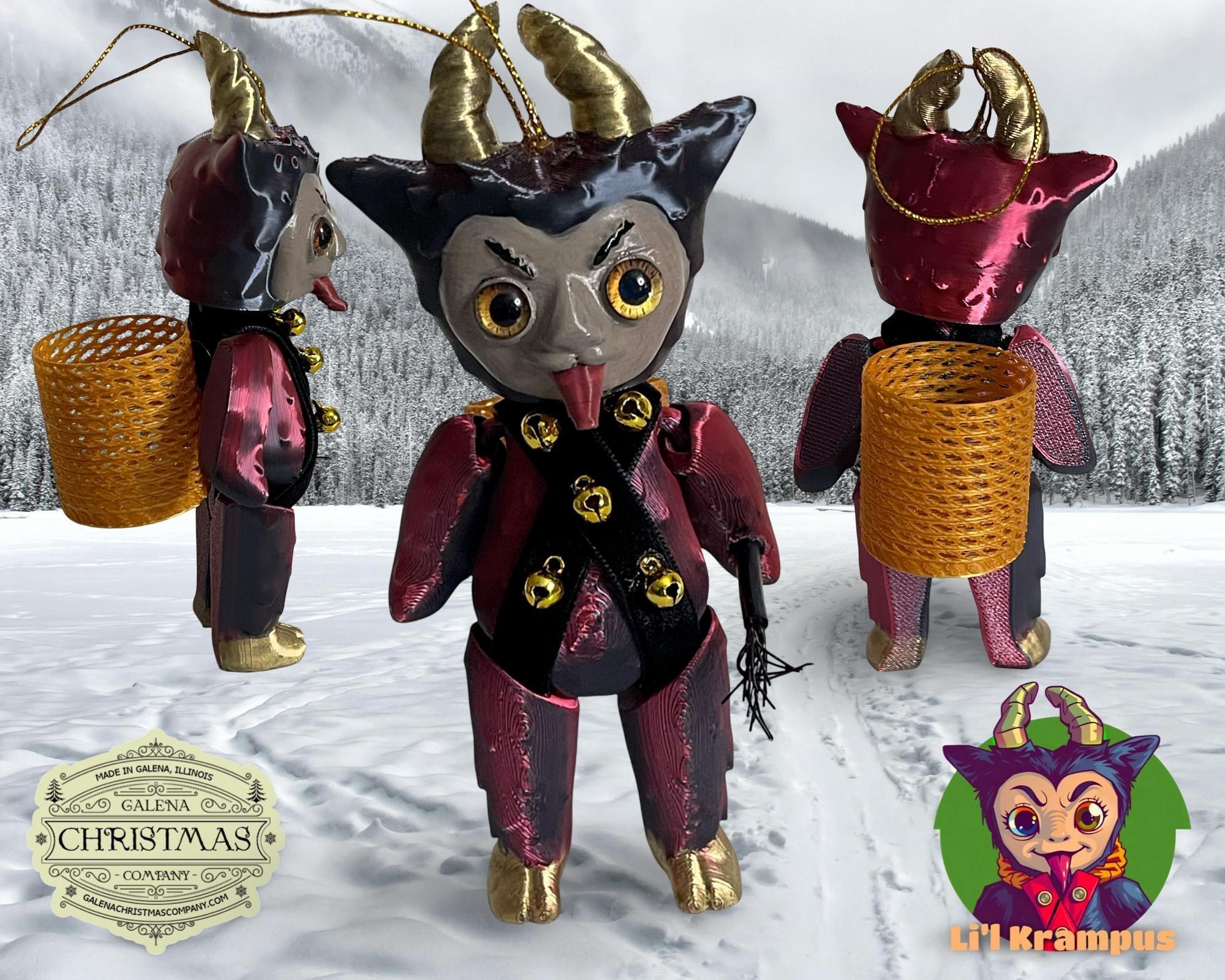 Lil Krampus 6-inch Ornament – Holiday Enforcer with Horns and Attitude 2-tone Black Red LK006, view 3