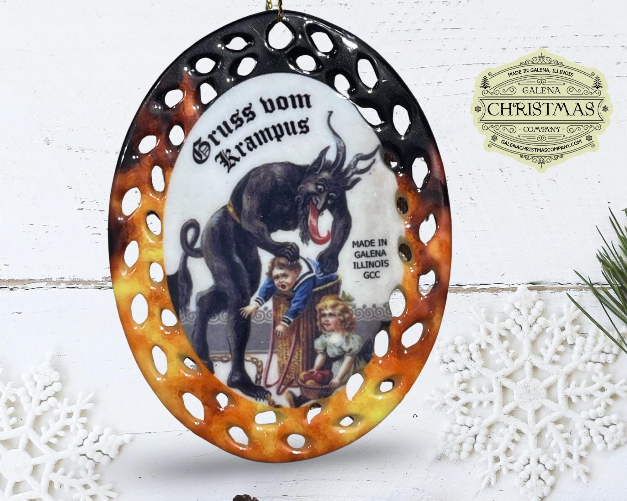 Krampus / Gruss Vom Krampus Holiday Ornament Flame Black Oval Double-Sided 23-29, view 3