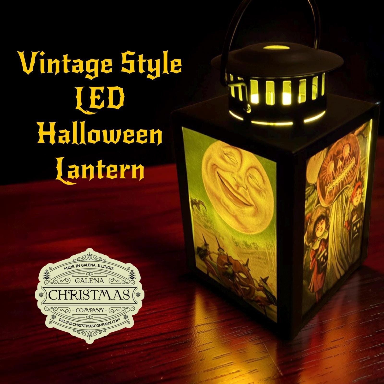 Vintage Style Merry Halloween Lantern LED Holiday Accent Lamp 4-inch / HAL/0126