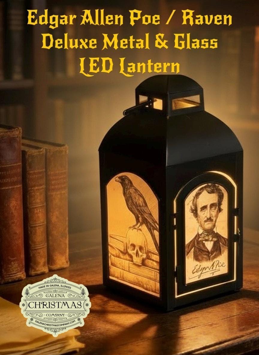 Limited Edition Edgar Allen Poe Raven LED Flame Lantern 0026EP