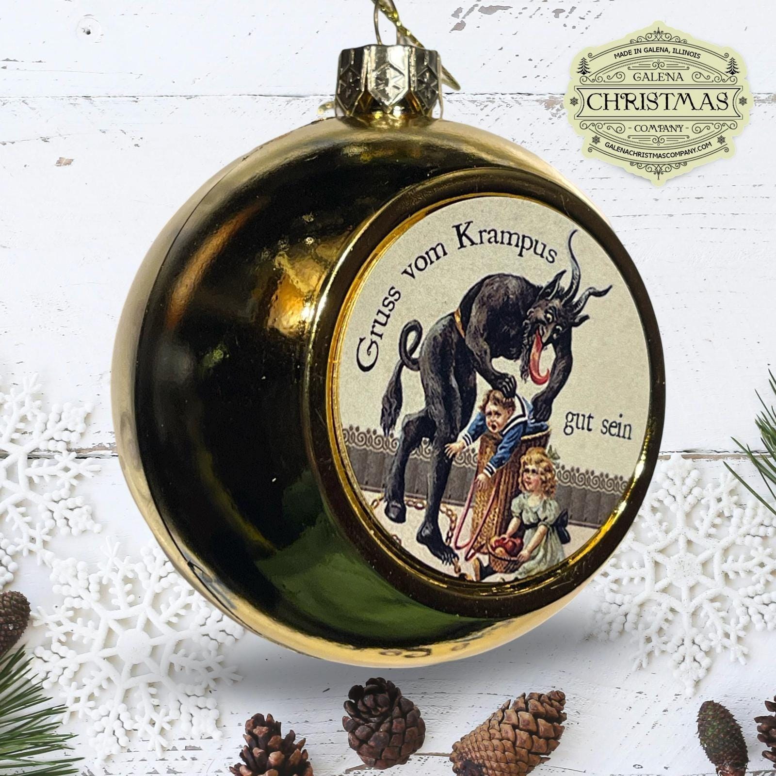 Krampus / Gruss Vom Krampus Holiday Ornament Gold 3-inch Round /KRA24P-03, view 2