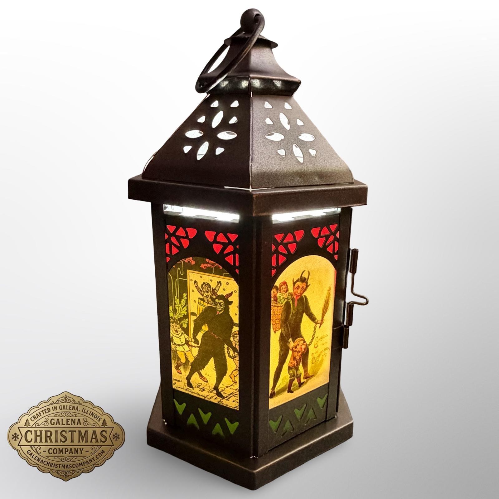 Krampus Metal / Glass 11 inch LED Accent Lantern KP2026, view 2