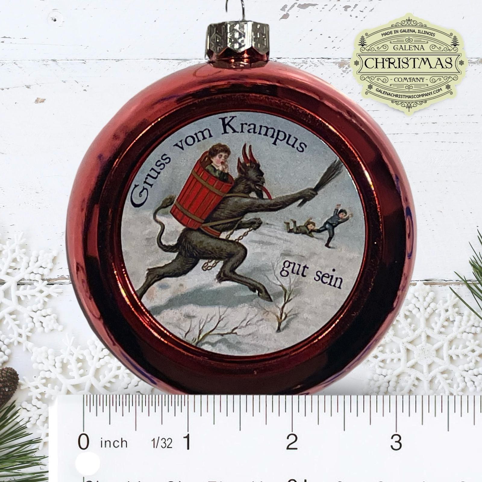 Krampus / Gruss Vom Krampus Holiday Ornament Red Single-Sided 3-inch Round /KRA24P-01, view 3
