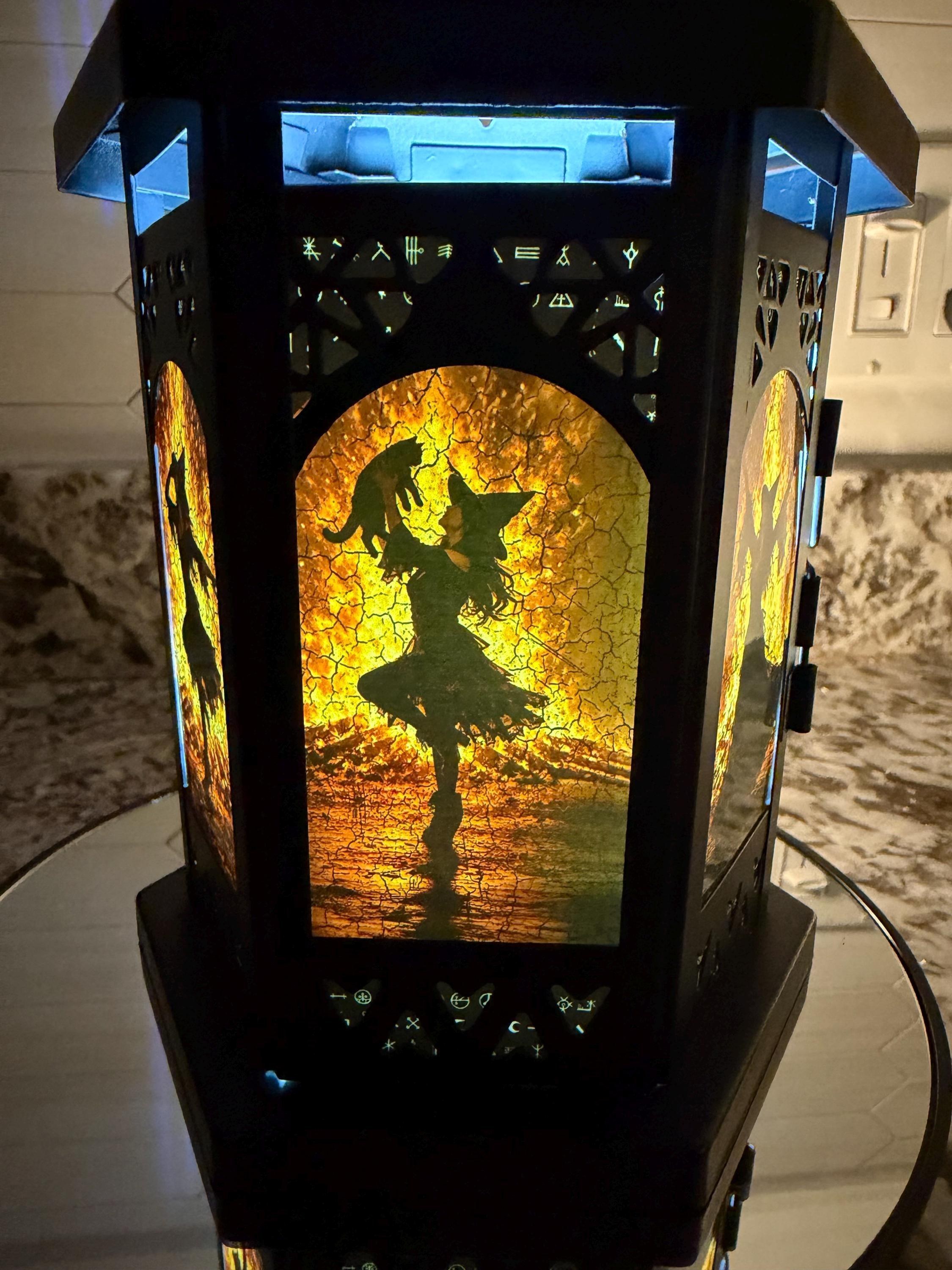 Witches Dance Metal / Glass 11 inch LED Accent Lantern WD20261, view 7
