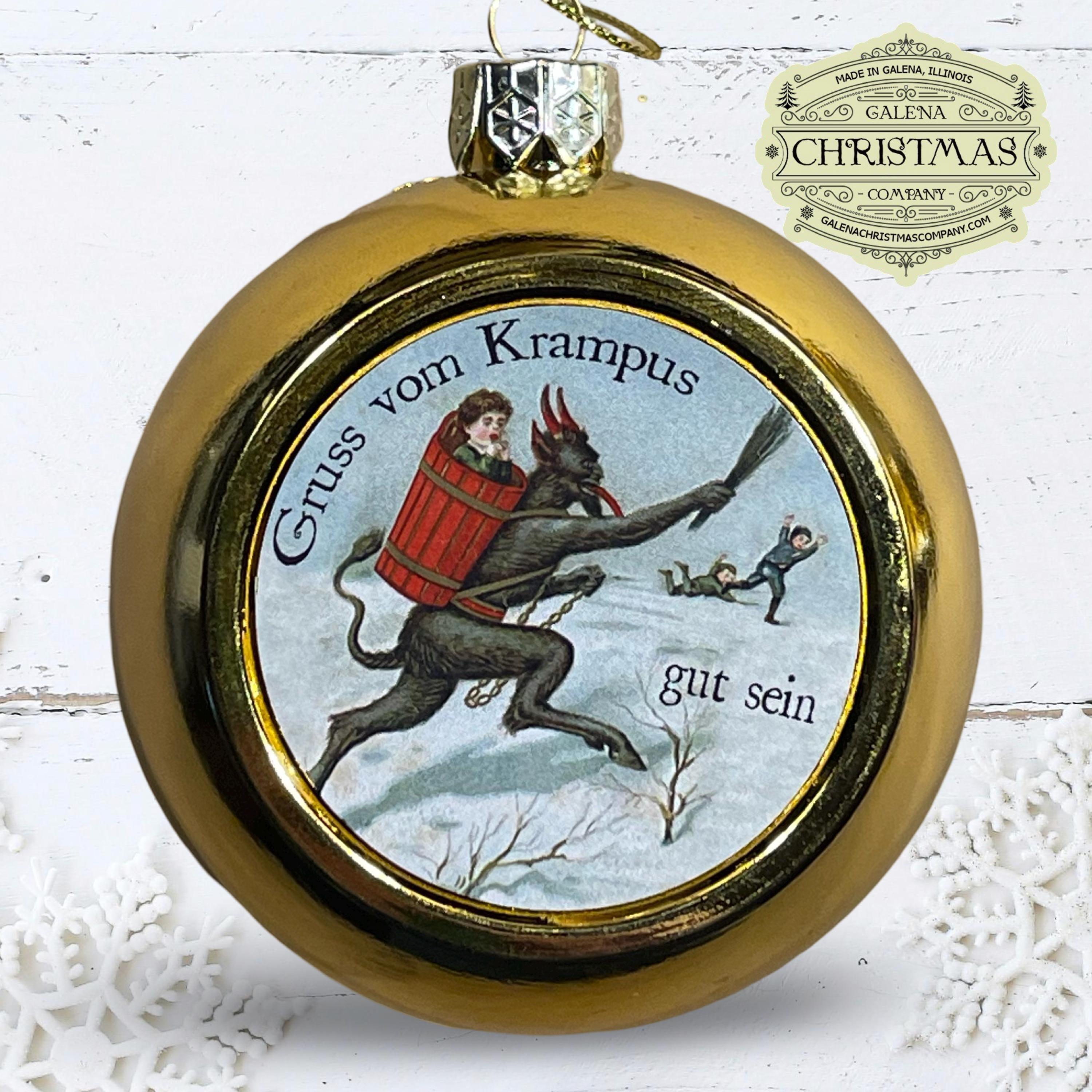 Krampus / Gruss Vom Krampus Holiday Ornament Gold Snow 3-inch Round /KRA24P-013