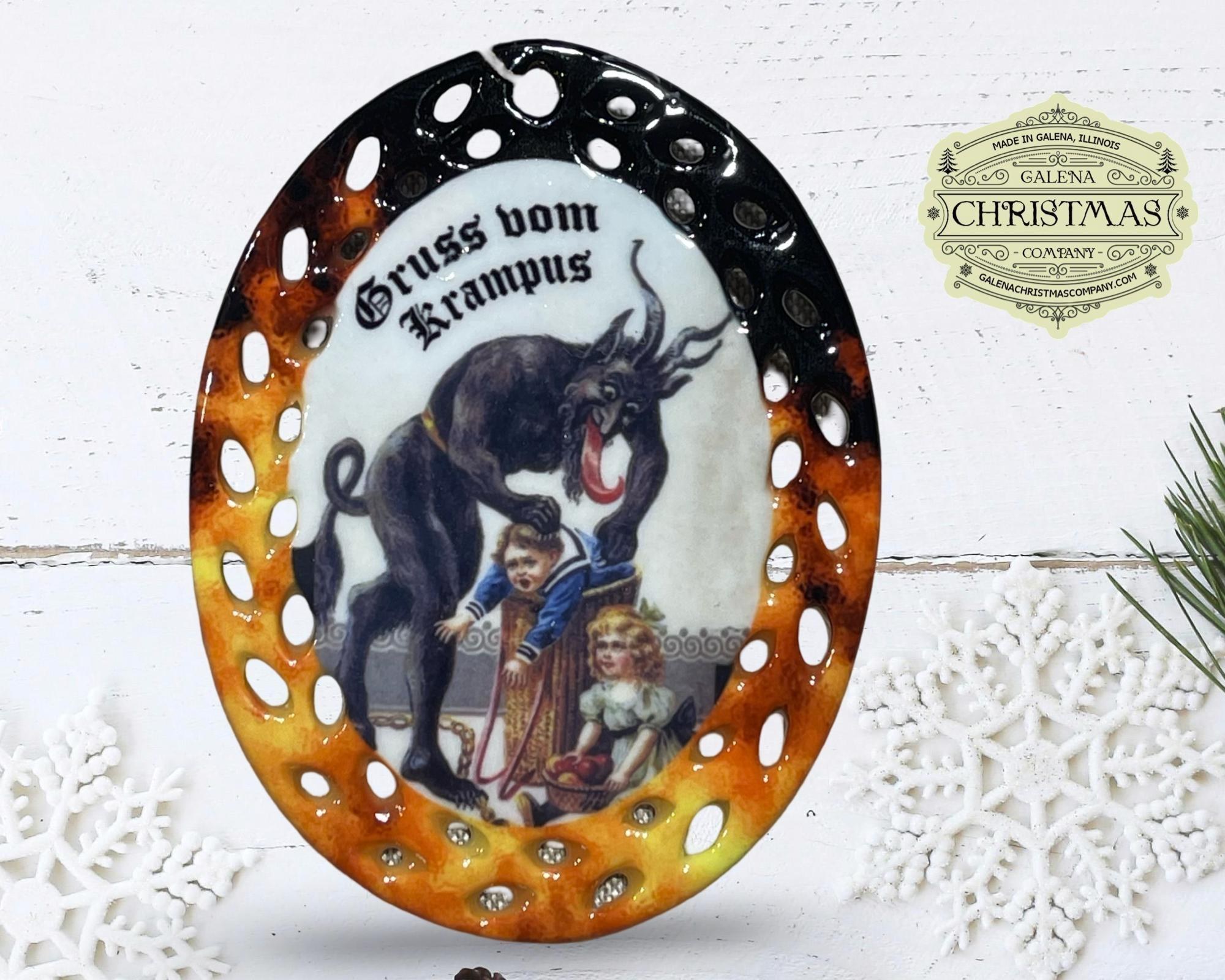 Krampus / Gruss Vom Krampus Holiday Ornament Flame Black Oval Double-Sided 23-29