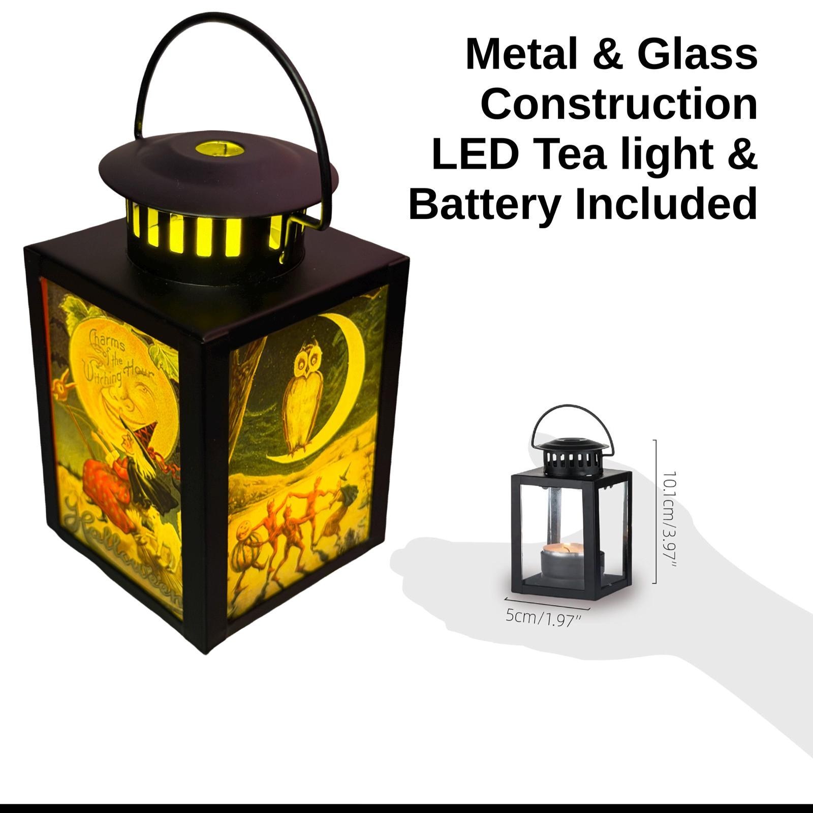 Vintage Style Merry Halloween Lantern Witch LED Holiday Accent Lamp 4-inch / HALW/0126, view 2