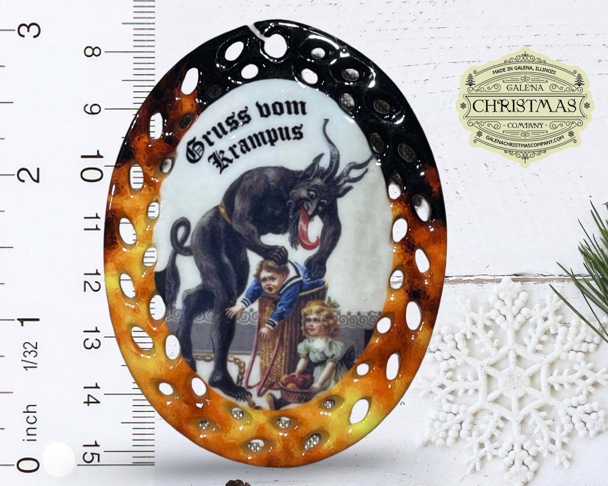 Krampus / Gruss Vom Krampus Holiday Ornament Flame Black Oval Double-Sided 23-29, view 2