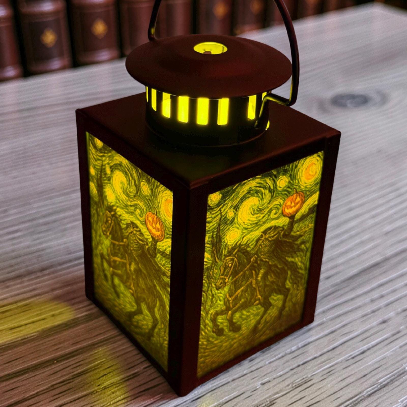 Sleepy Hollow LED Lantern: Headless Horseman Starry Night Van Gogh