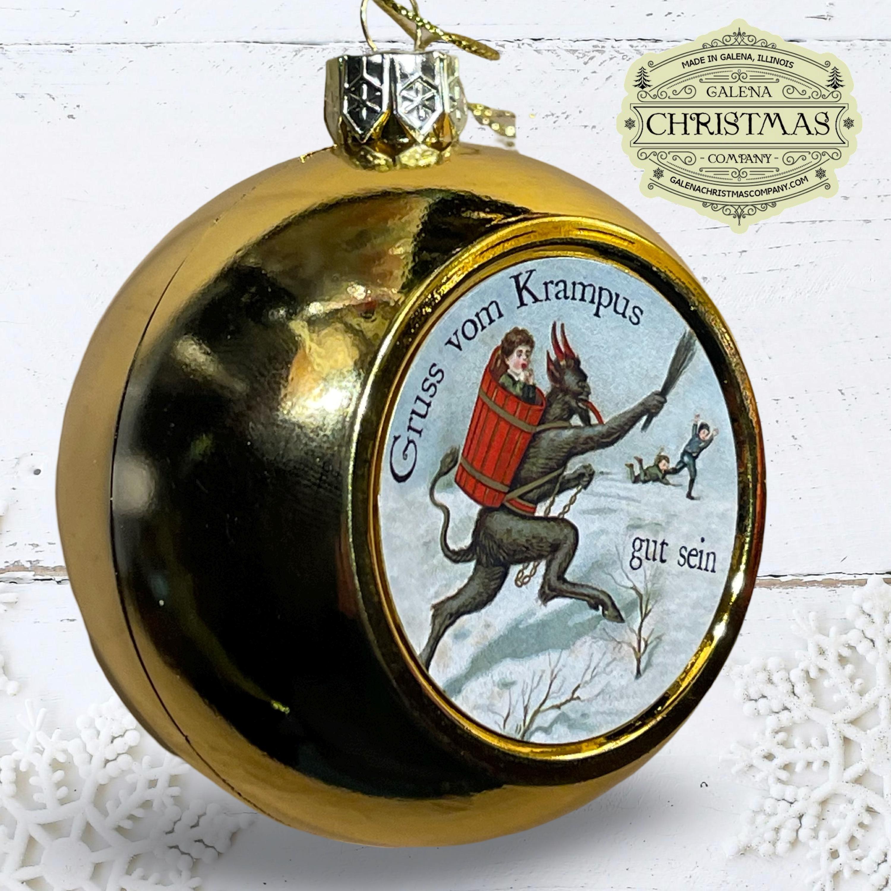 Krampus / Gruss Vom Krampus Holiday Ornament Gold Snow 3-inch Round /KRA24P-013, view 2
