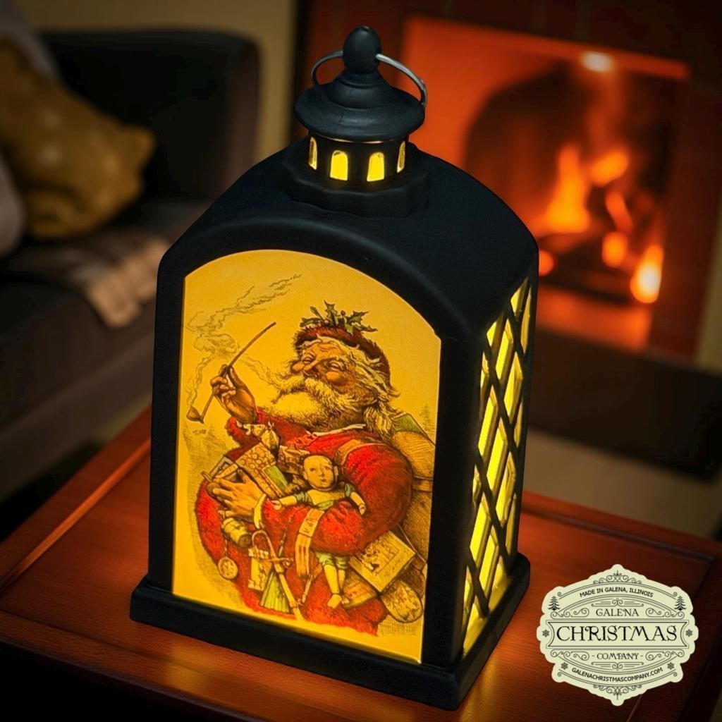 St. Nicholas 6-Inch LED Accent Lantern – Featuring Vintage Thomas Nast Christmas Art NASR/001, view 3