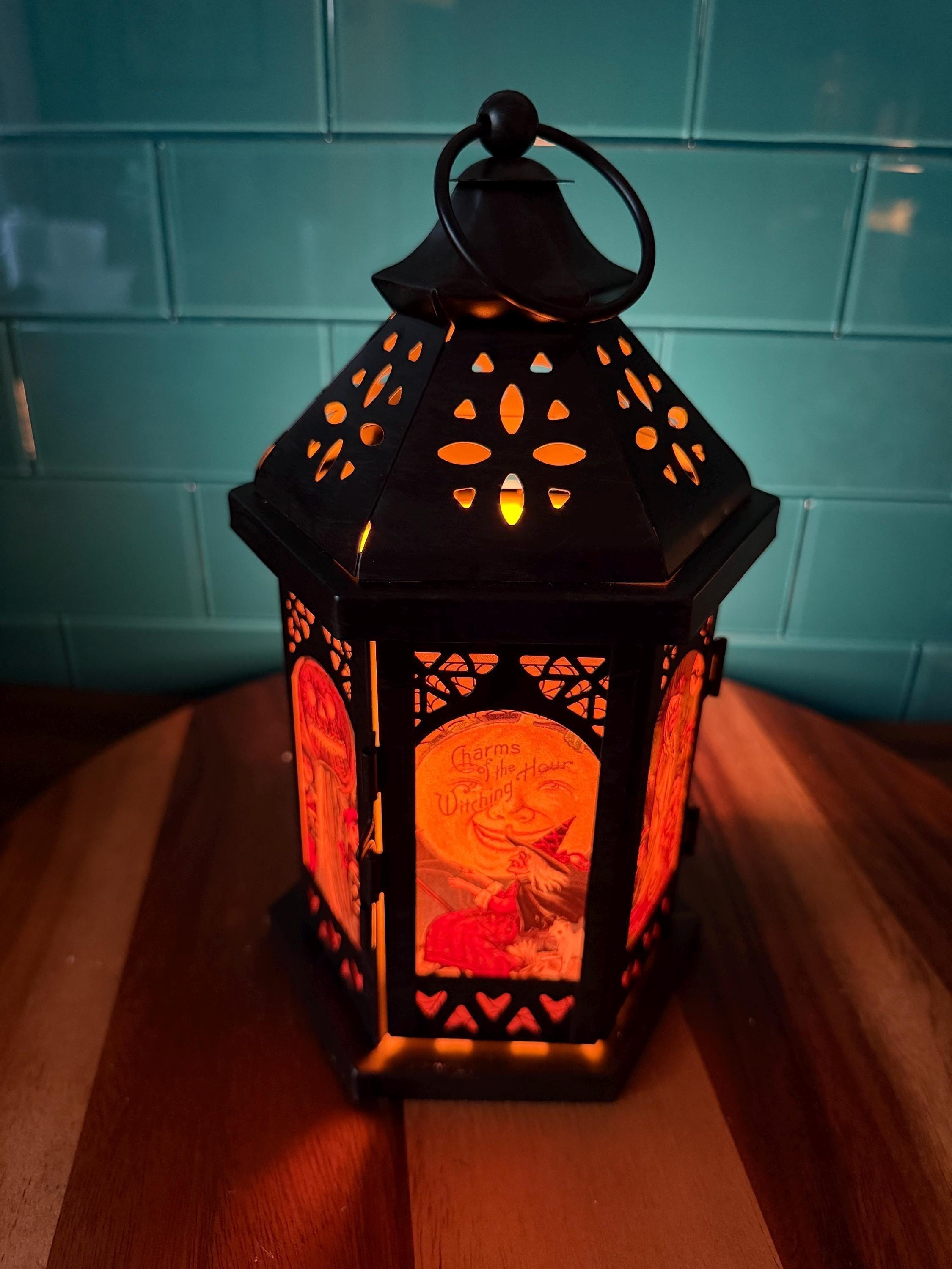 Vintage Halloween Style Metal / Glass 11 inch LED Accent Lantern HL2026, view 3