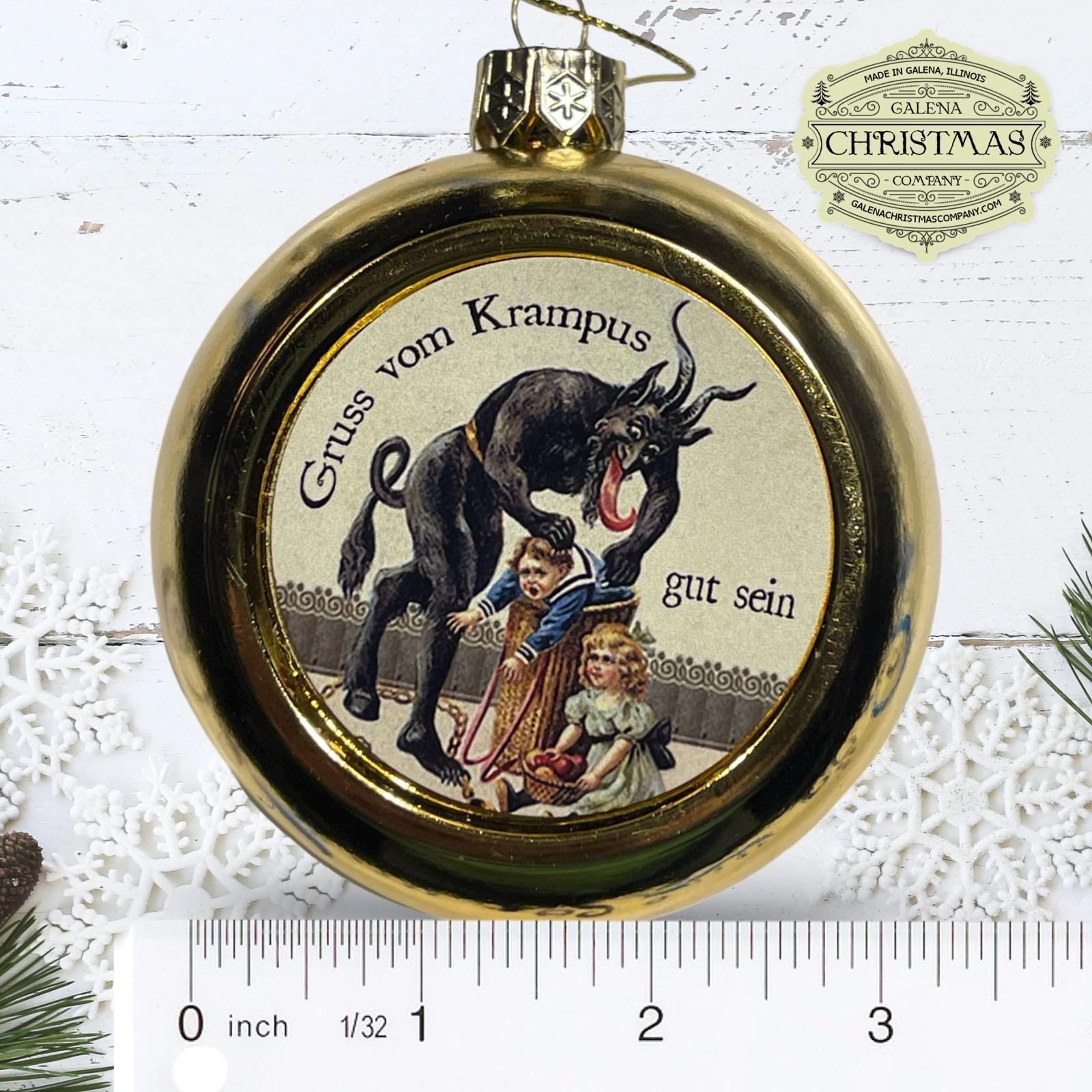 Krampus / Gruss Vom Krampus Holiday Ornament Gold 3-inch Round /KRA24P-03, view 3
