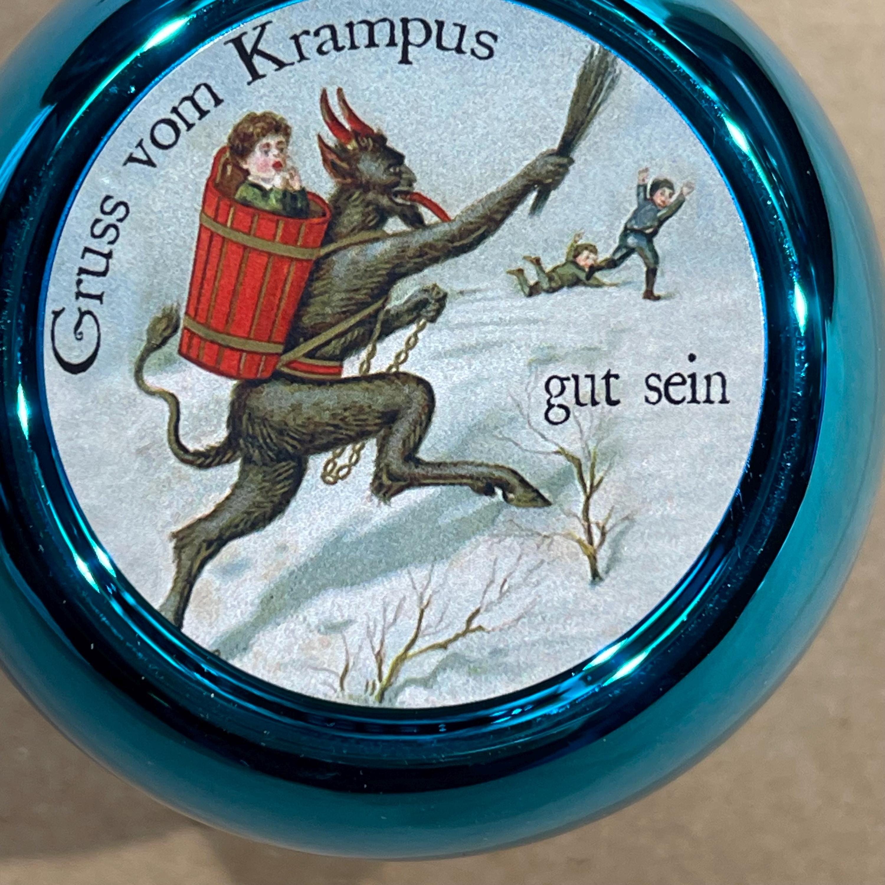 Krampus / Gruss Vom Krampus Holiday Ornament Blue Single-Sided 3-inch Round /KRA24P-05, view 4