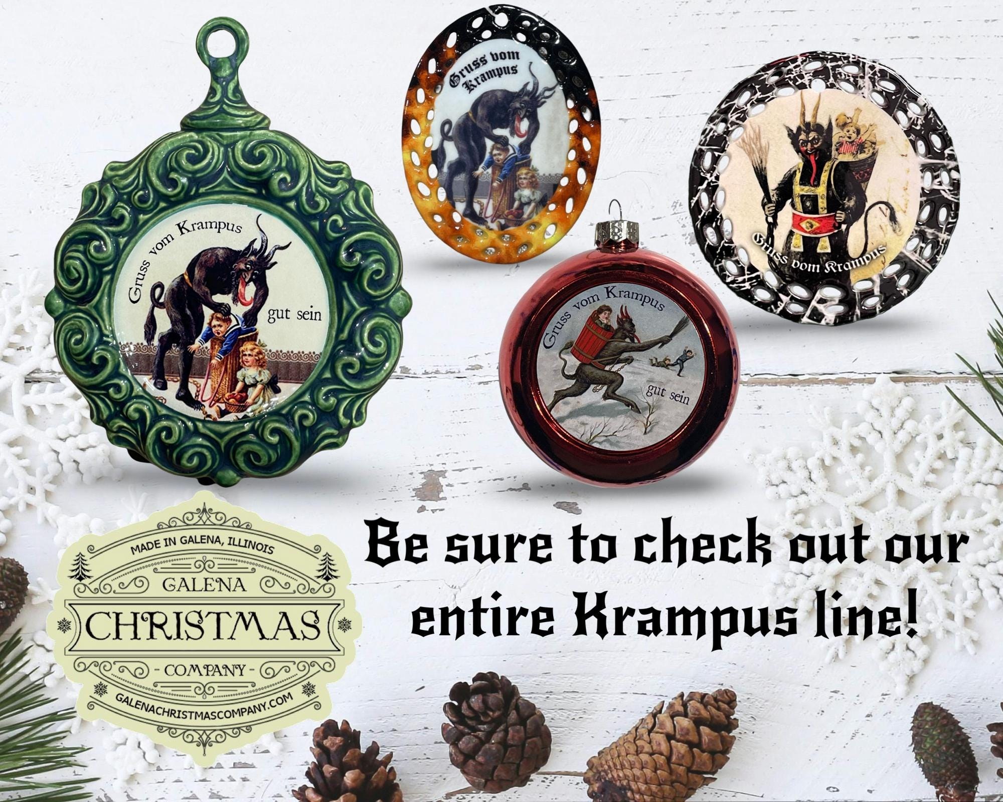 Krampus / Gruss Vom Krampus Holiday Ornament Blue Single-Sided 3-inch Round /KRA24P-05, view 5