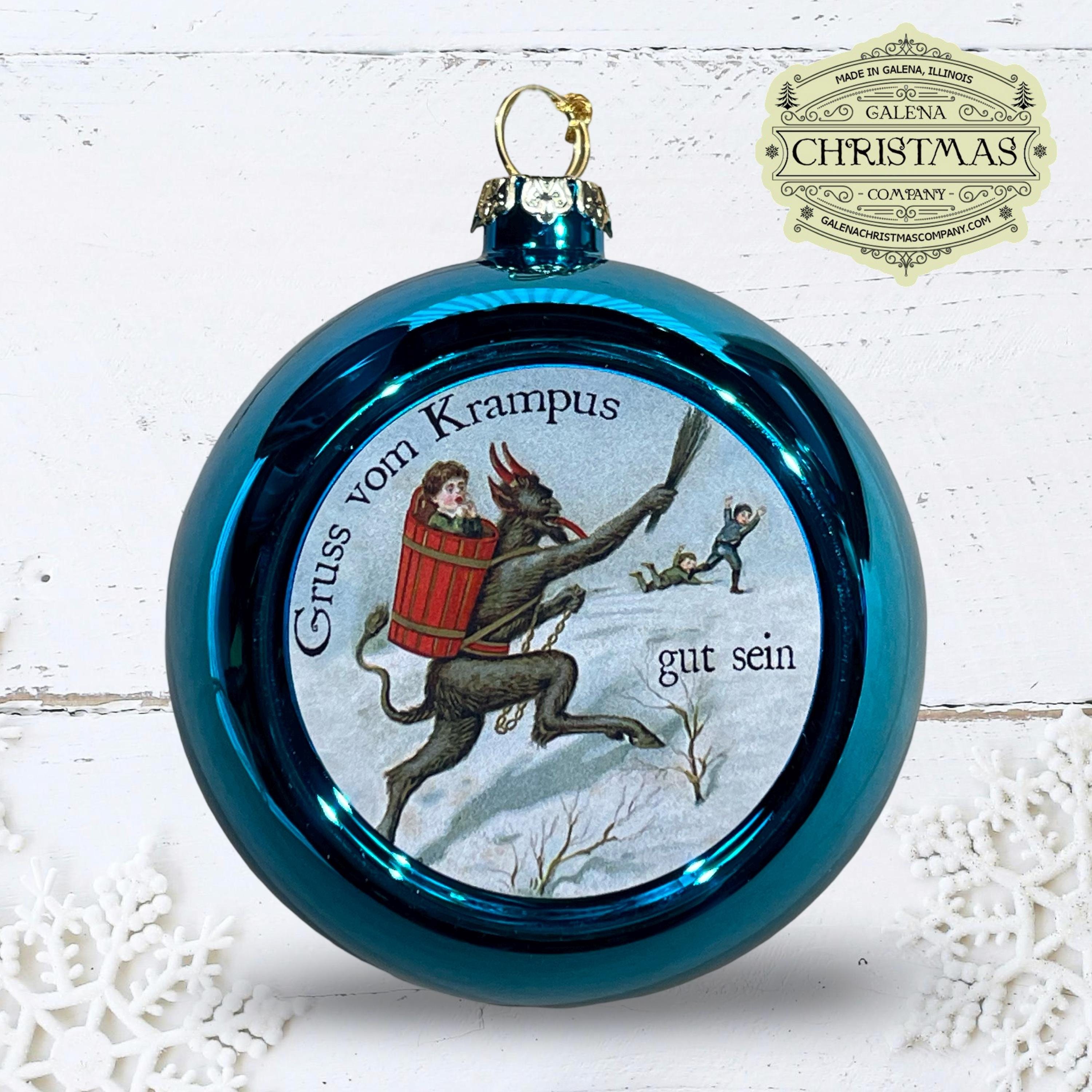Krampus / Gruss Vom Krampus Holiday Ornament Blue Single-Sided 3-inch Round /KRA24P-05