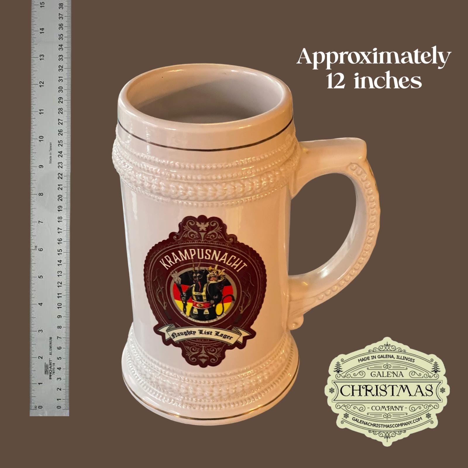 Krampusnacht Beer Stein: 22 oz Vintage Style German Ale Stein, view 2