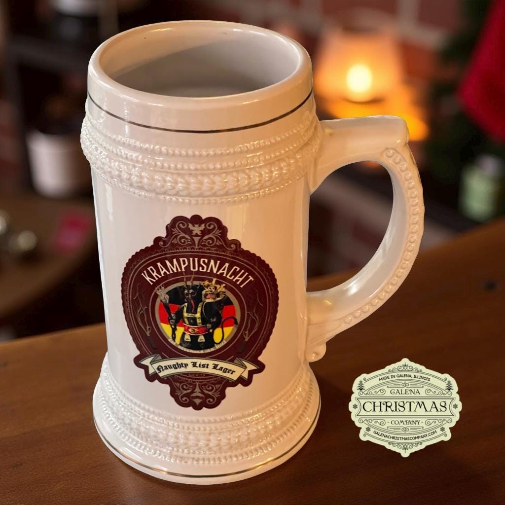 Krampusnacht Beer Stein: 22 oz Vintage Style German Ale Stein
