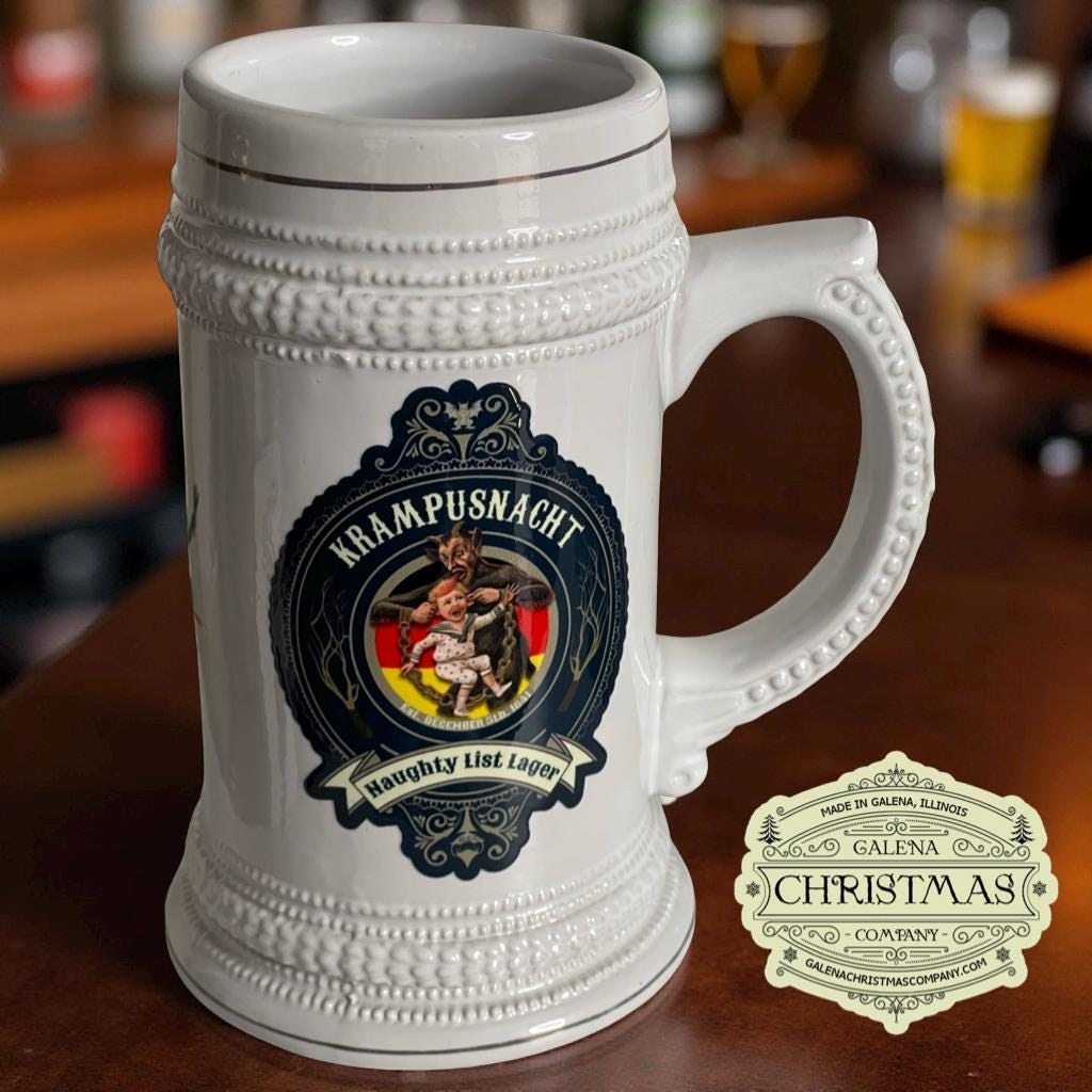 Krampus Krampusnacht Beer Stein: Vintage Style 22 oz Ale Mug