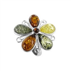 Multi-color Baltic amber ring with individual natural stones