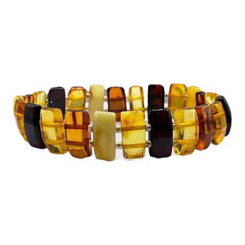 Multi-color Baltic amber stretch bracelet
