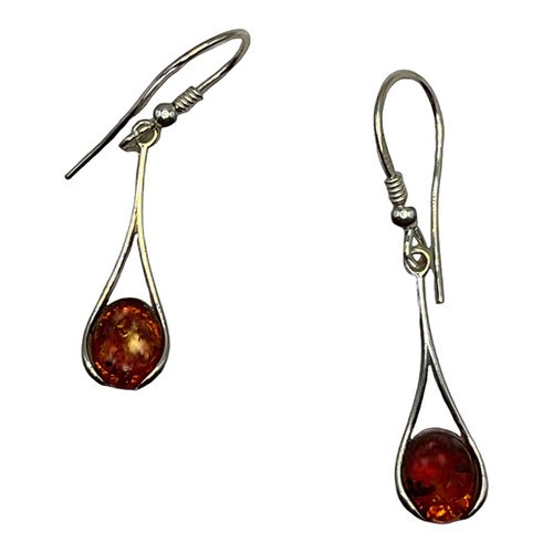 Baltic amber drop earrings in sterling silver