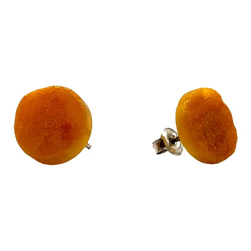 Raw Baltic amber stud earrings with visible natural texture