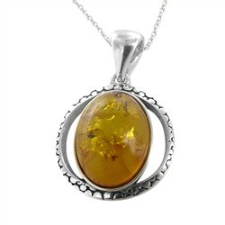 Honey amber pendant with a sterling silver setting