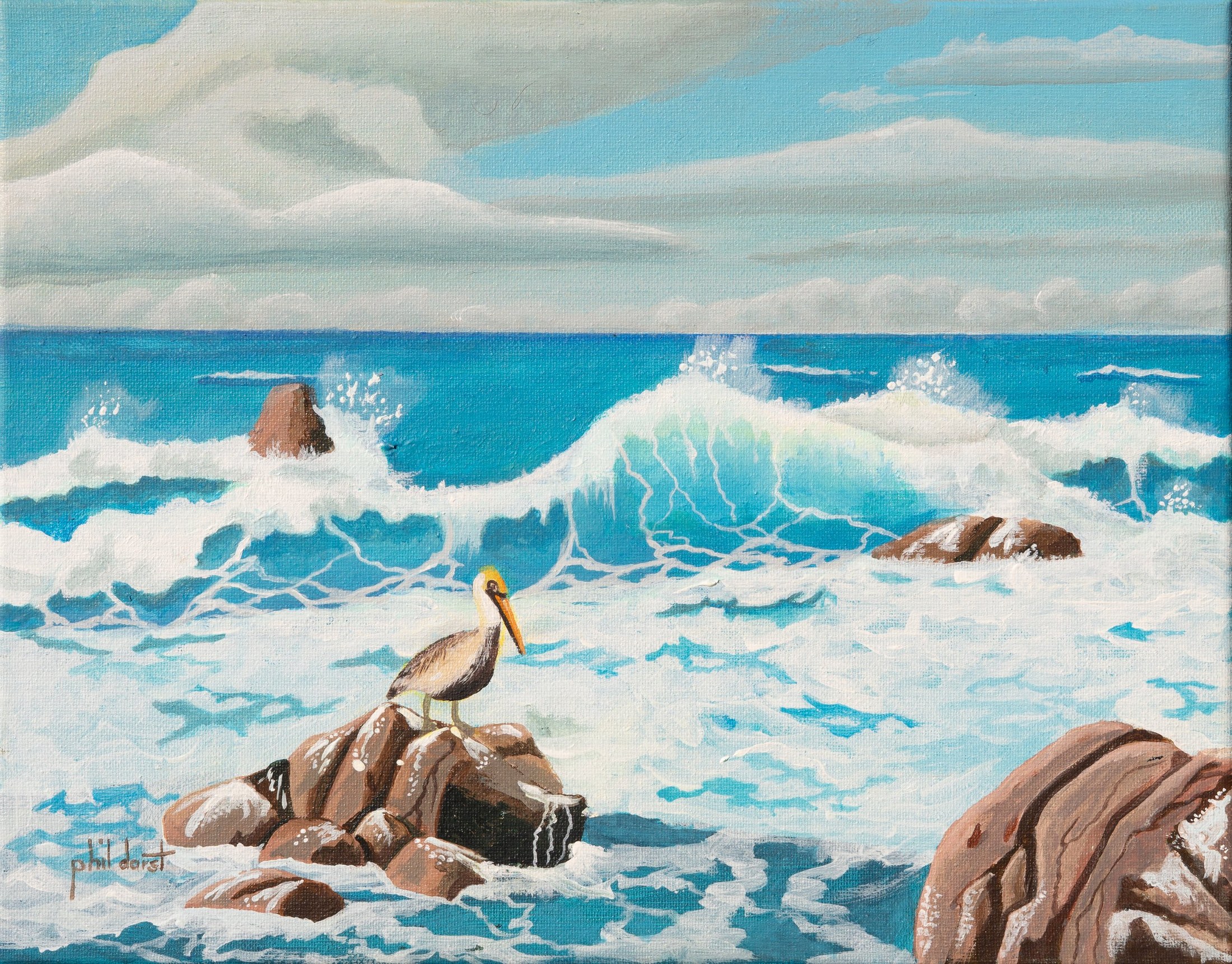 Pelican on a Rock at Siesta Key Beach - Art Print &mdash; Phil Darst Art