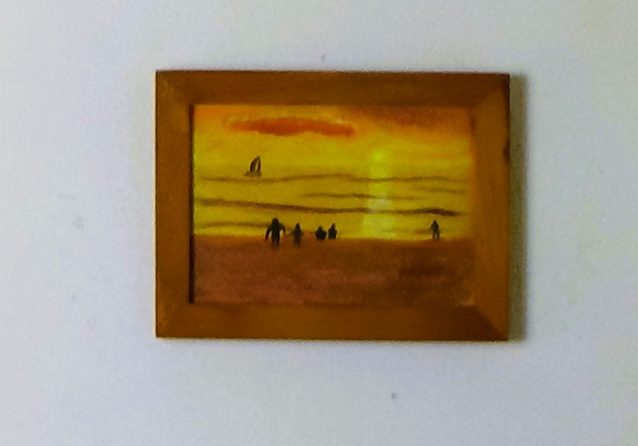 Sun lovers watch the setting sun a - pastel art - frame included, view 3