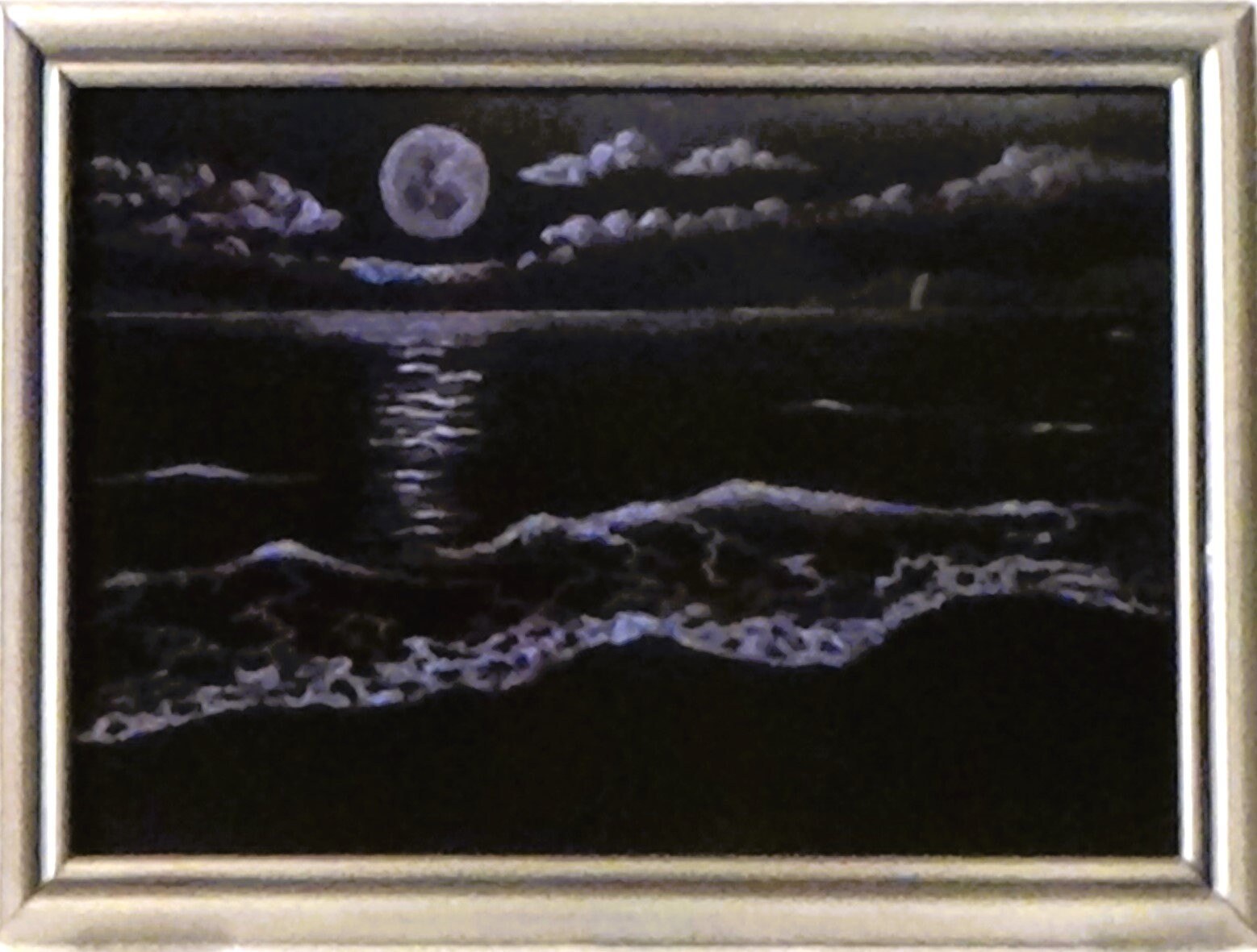 Tropical Beach Note Cards, Ocean Sunset, Moon on Beach, Lifeguard Stand, people on the beach - Set of 4, view 8