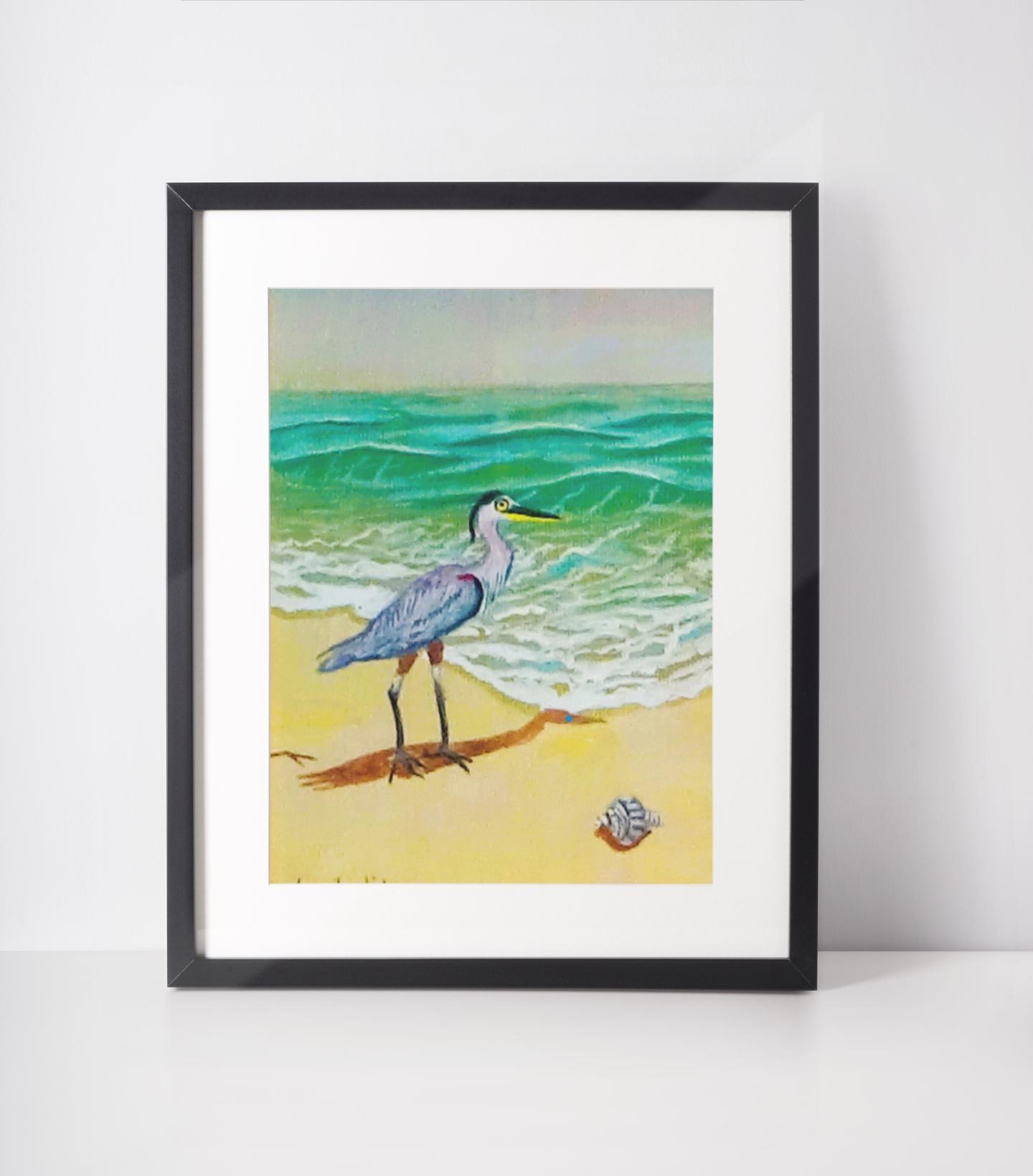 Blue Heron, Original Acrylic Painting, view 2