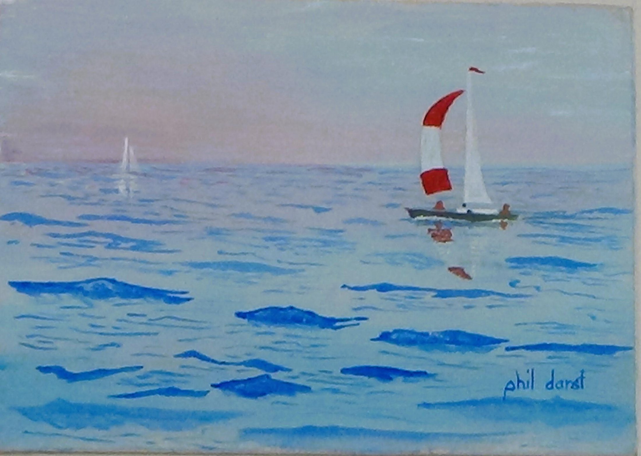Sailboat in the sea - matted print