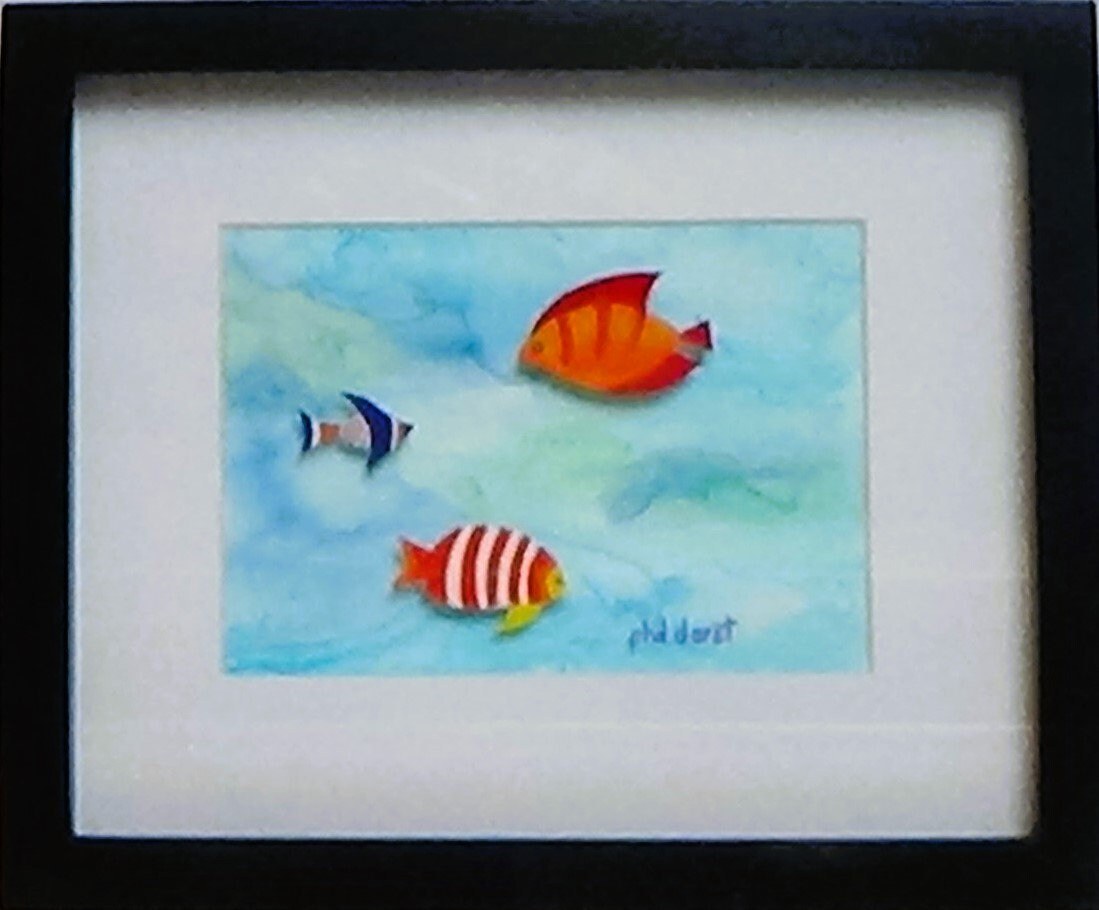 Tropical fish art #4 three dimensional - acrylic paint, alcohol ink, view 2