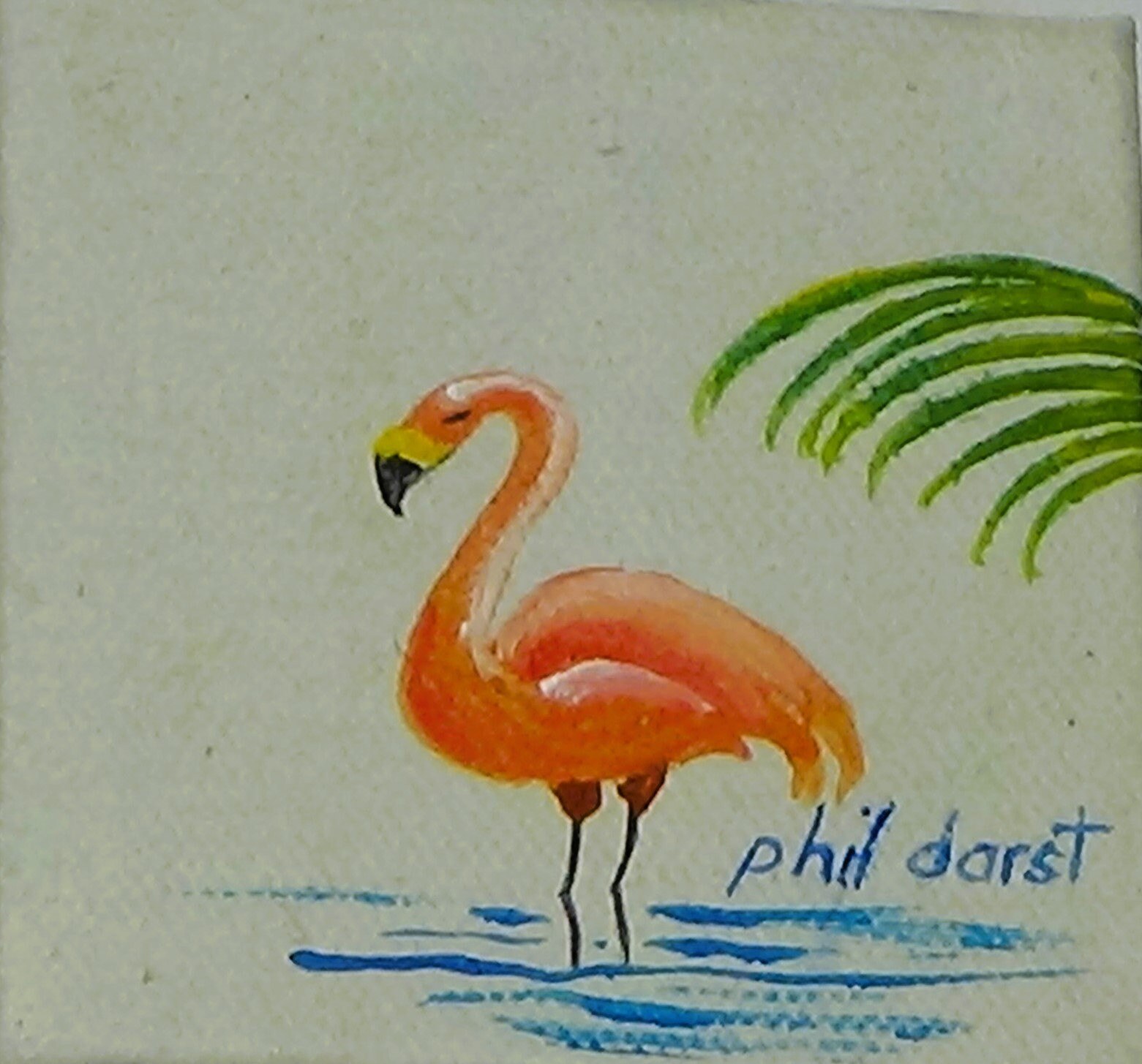Tropical birds set of three - original acrylic paintings - with easel., view 4