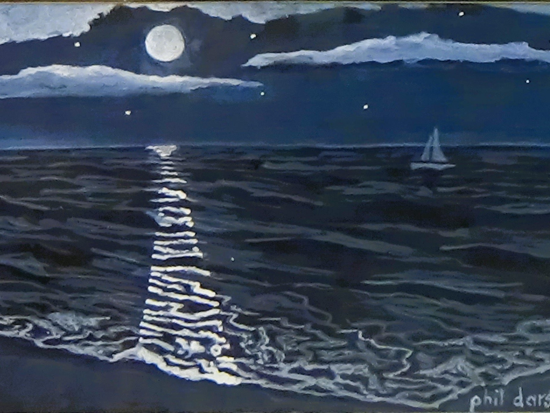 Moonlit tropical beach Artwork
