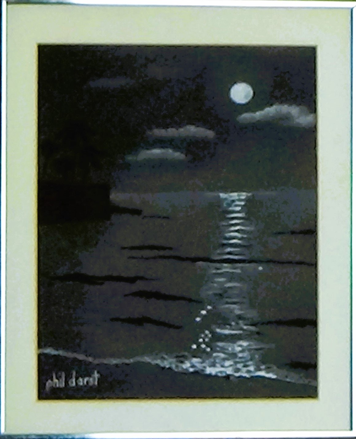 Full Moon Ocean Print, Moonlight Scene Art- Beach Decor, view 5