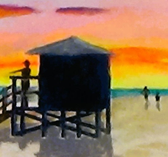 Golden Sunset Lifeguard Stand Pastel, view 2